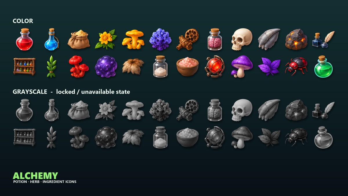 Alchemy Icons - Potions, Herbs & Reagents