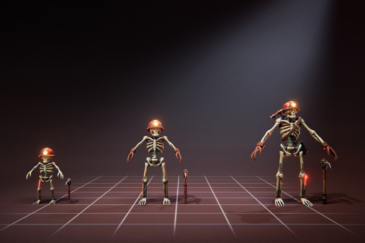 Miner Skeleton - 3 Characters + Animations