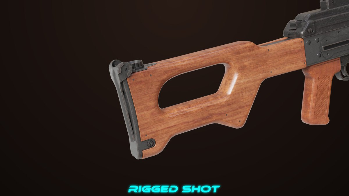 Machine Gun 11 Wood handle URP HDRP Textures