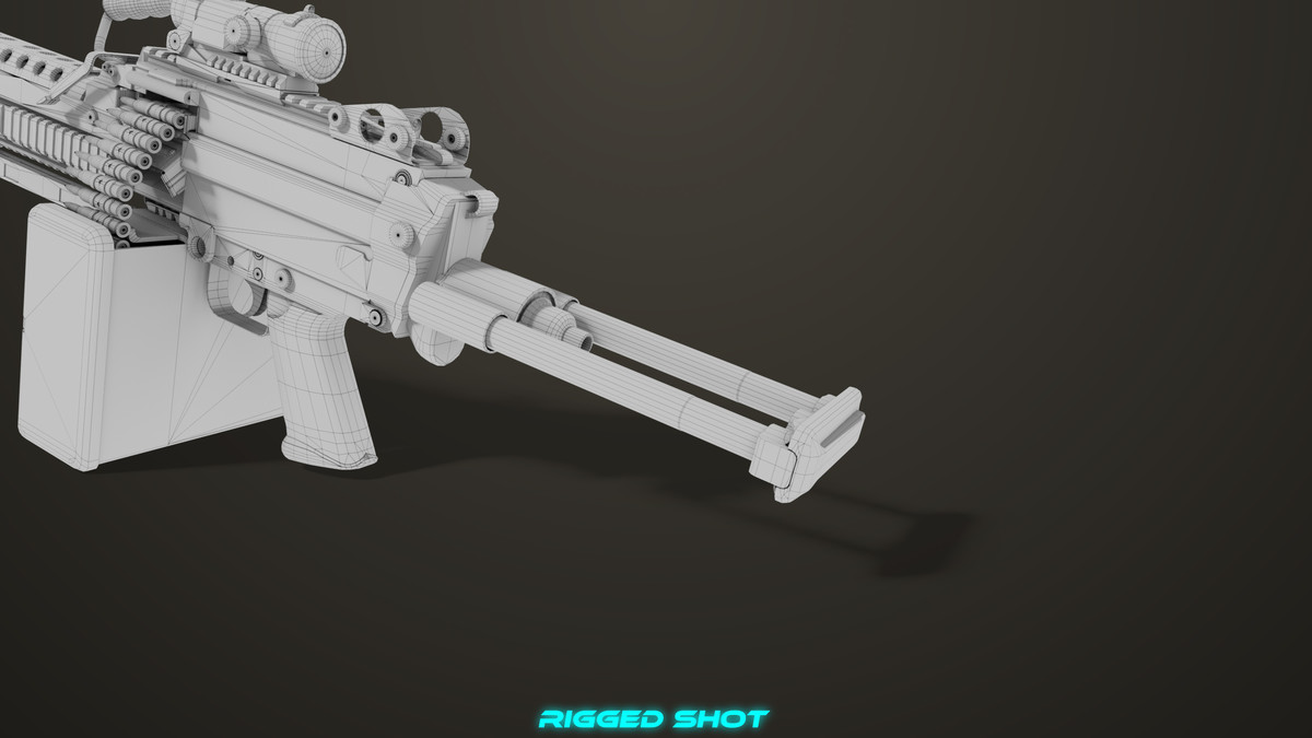 Machine Gun Sandal and Black Ammo Box URP HDRP Textures