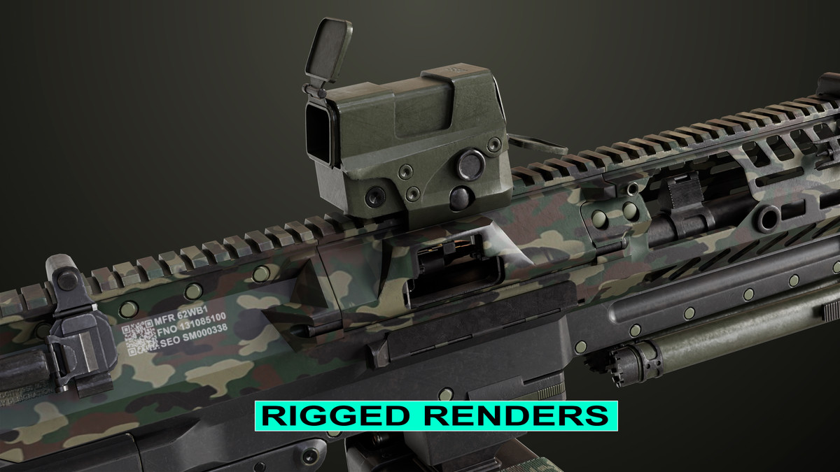 Machine Gun 14 Military Green URP HDRP Textures