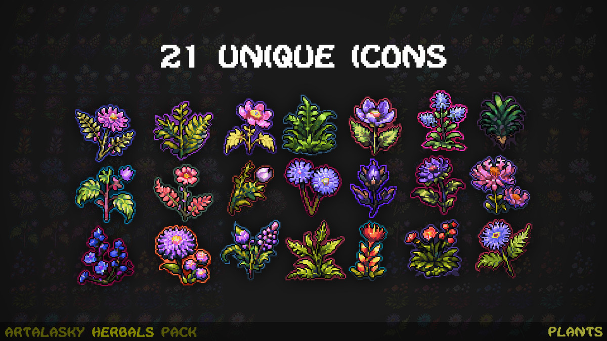 Pixel Herbal Inventory Icons Pack