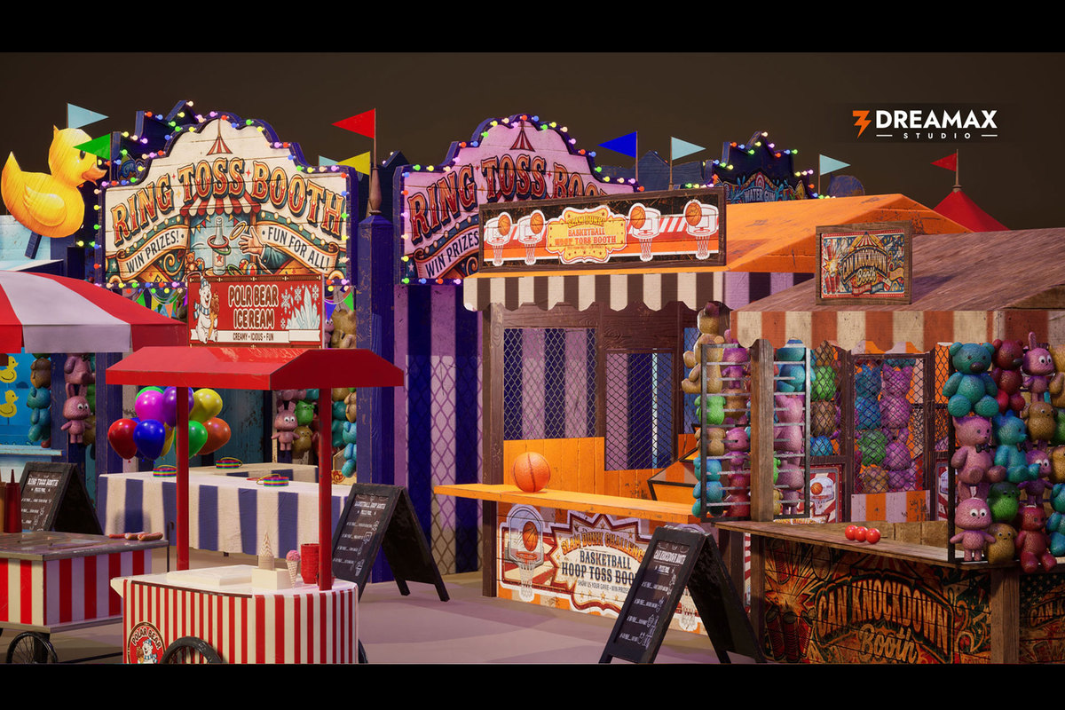 Carnival & Funfair Stalls - Game Booths, Food Carts, Circus & Festival Props