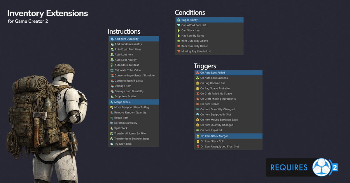 Inventory Extensions for Game Creator 2