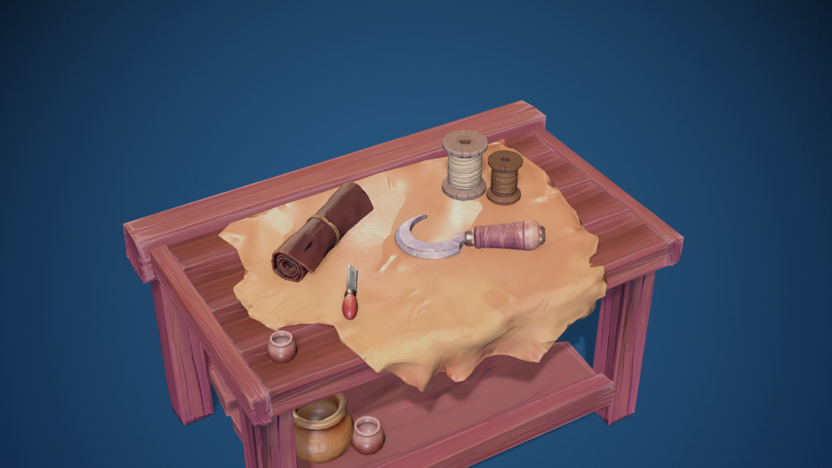 Stylized Leather Workbench #2 - 3 Tiers- AAA quality