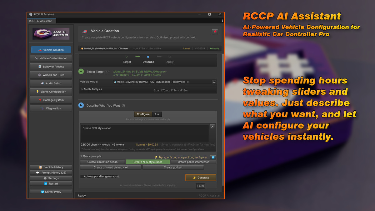 RCCP AI Assistant (Realistic Car Controller Pro Copilot)