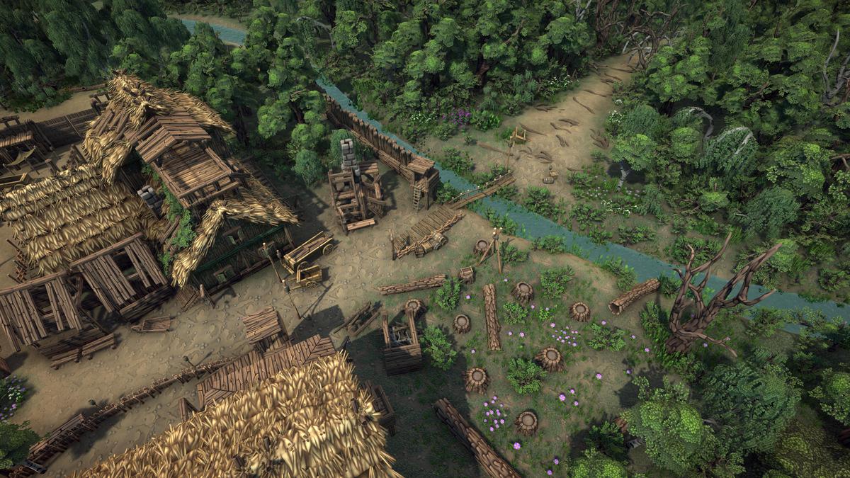 Stylized fantasy pagan village