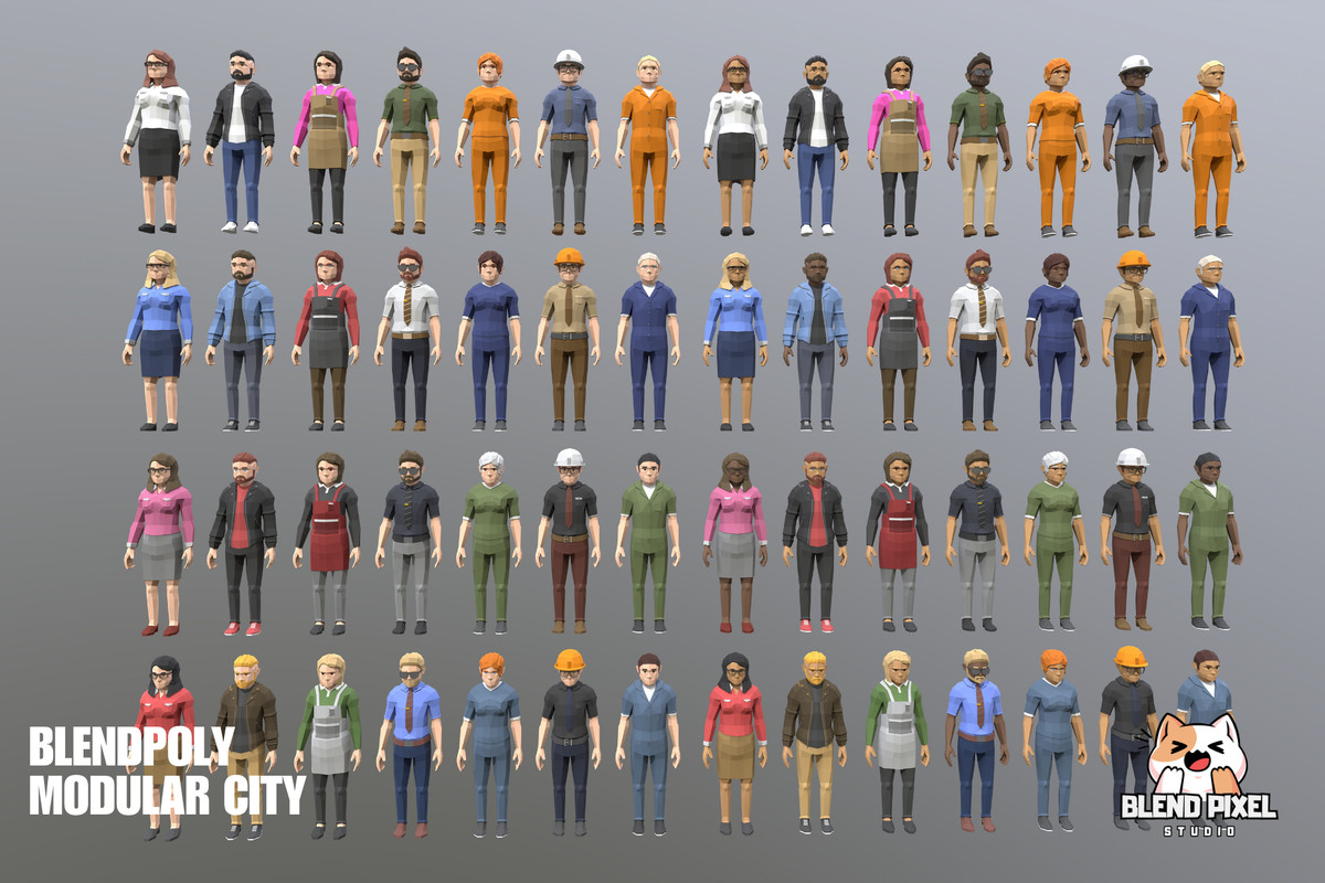 BlendPoly Modular City - Low Poly Assets