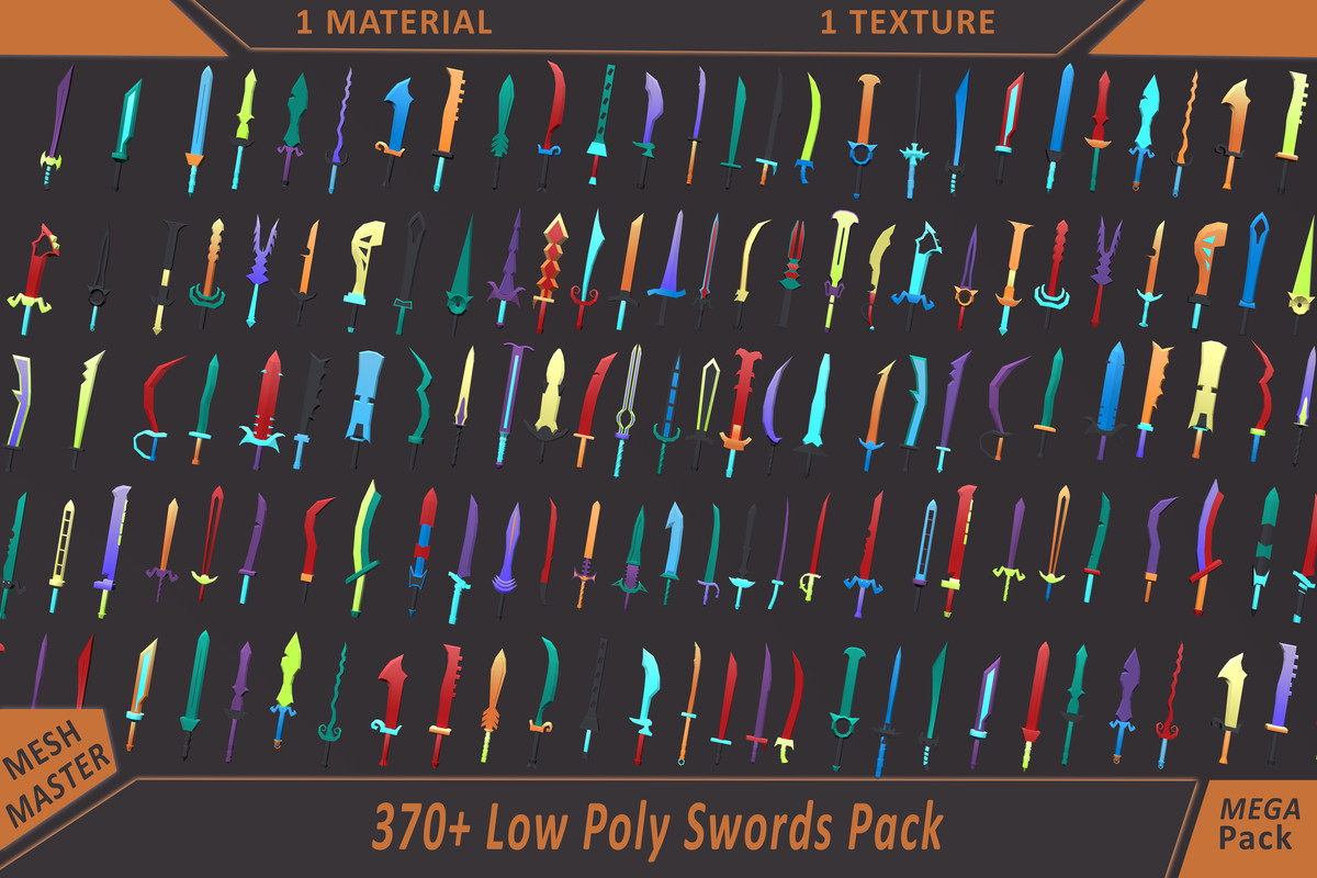 Low Poly Sword Library – 370+ Models