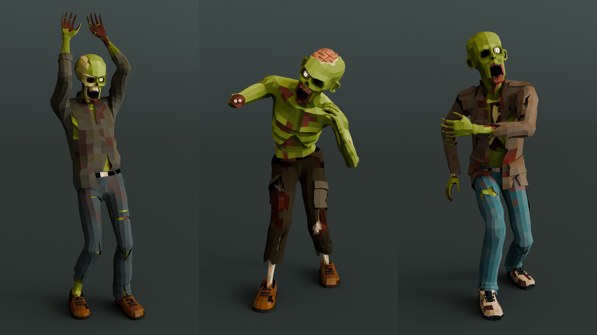 Zombie Man Modular Pack Low-Poly Stylized