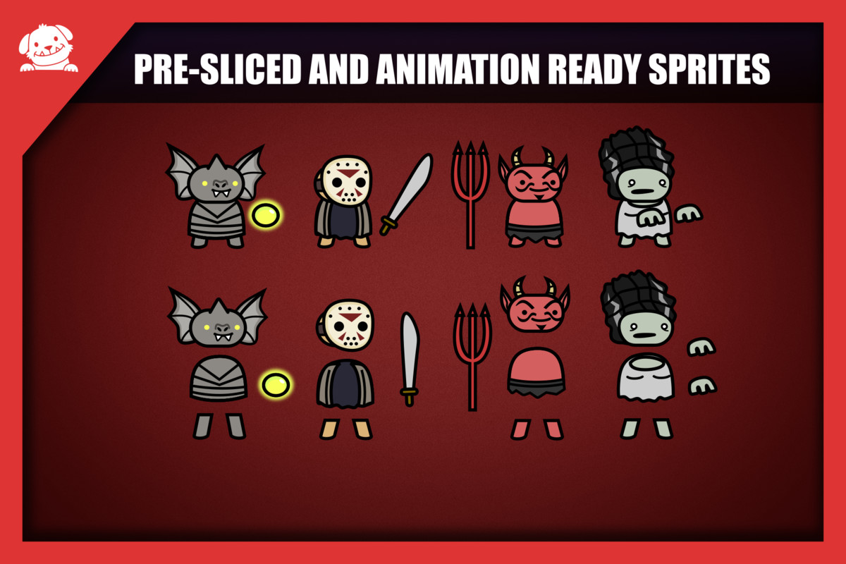 Simple 2D Cute Horror Characters Pack 1