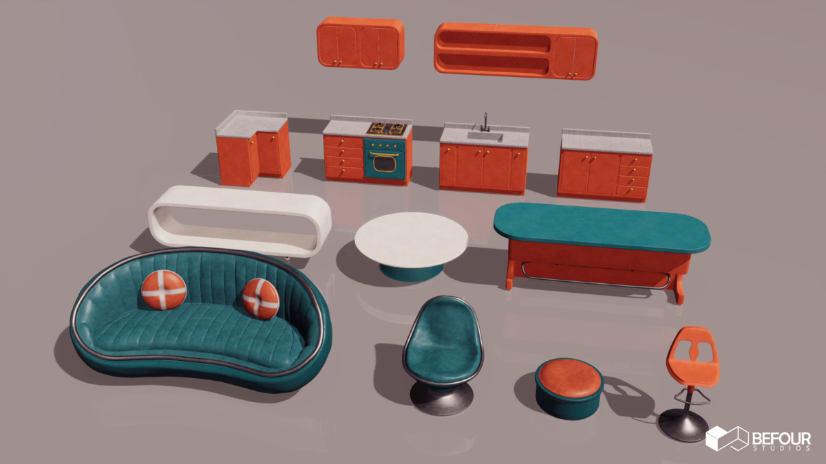 Retro Pop Art Living Space Environment