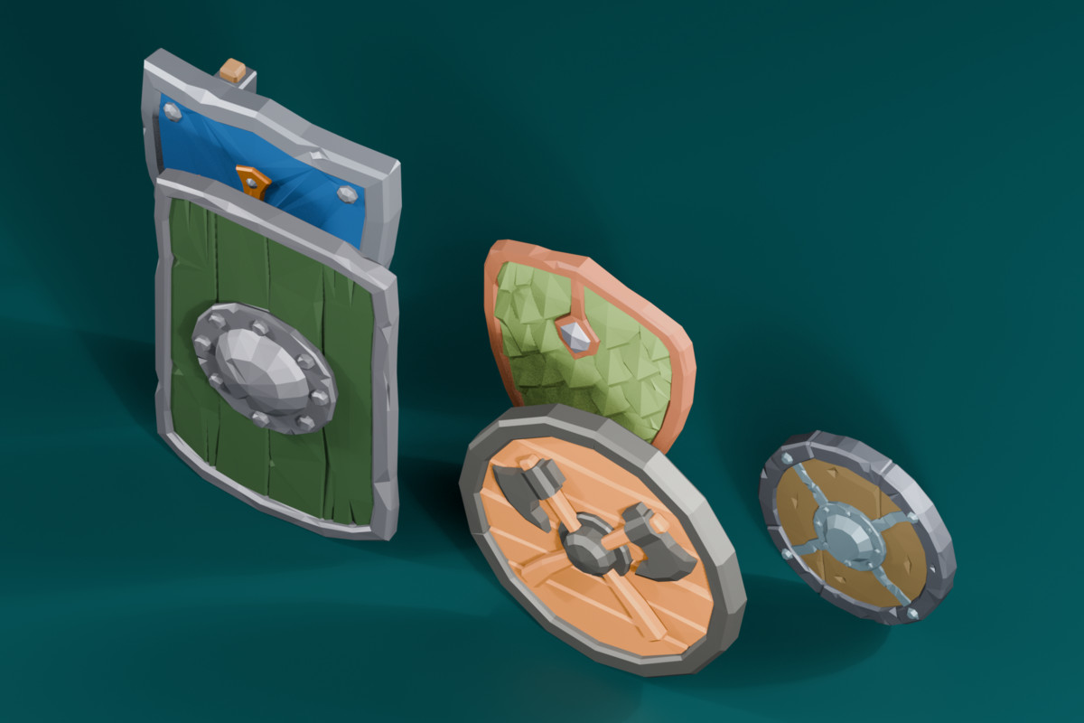 Low Poly Stylized Medieval Weapons & Shields
