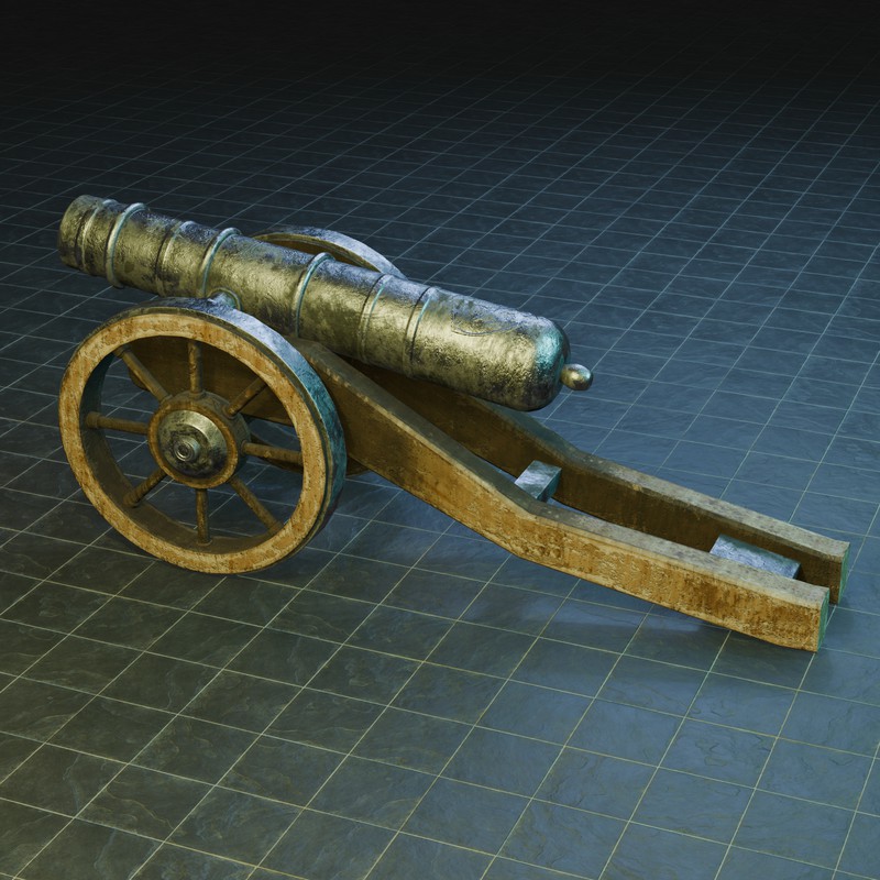 Historical Field Cannon Game Ready with LODs & PBR Textures