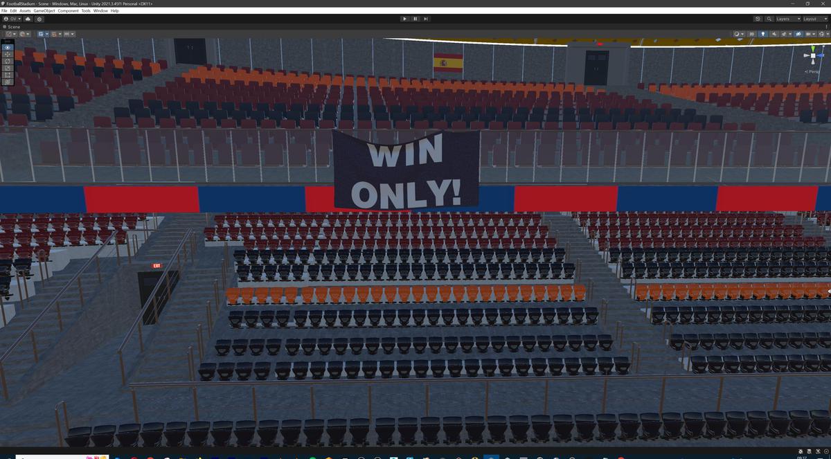 Modular Soccer Football Stadium Arena With 4 Roofs - Sport Environment 3d Level