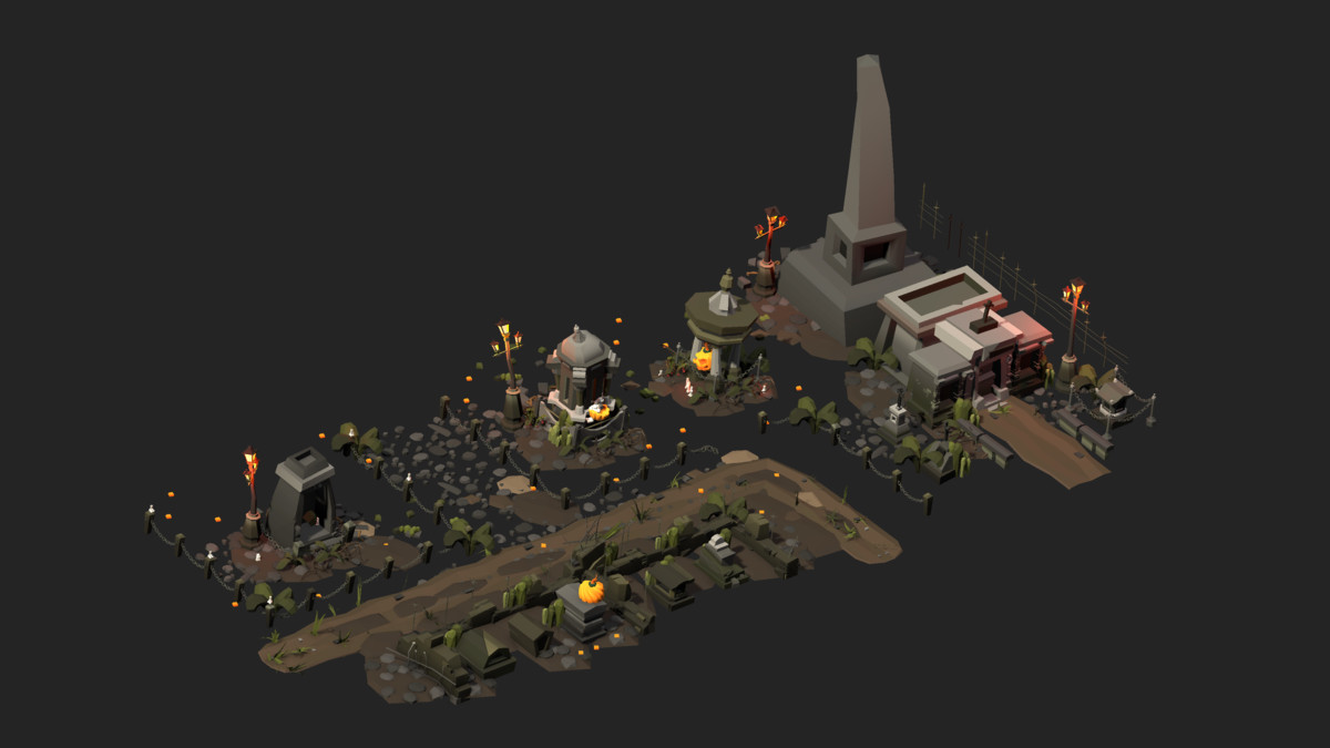 NecroPOLY - Low Poly Cemetery Kit — FREE - Dark Corners
