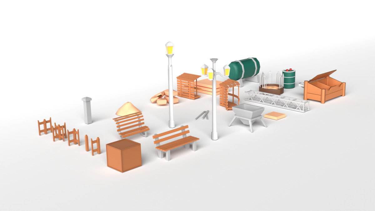 Low Poly Farm Construction Pack – Buildings & Vehicles