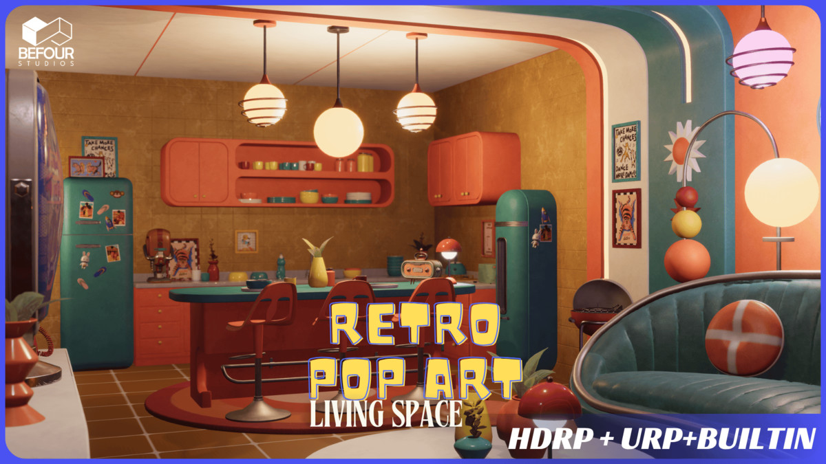 Retro Pop Art Living Space Environment