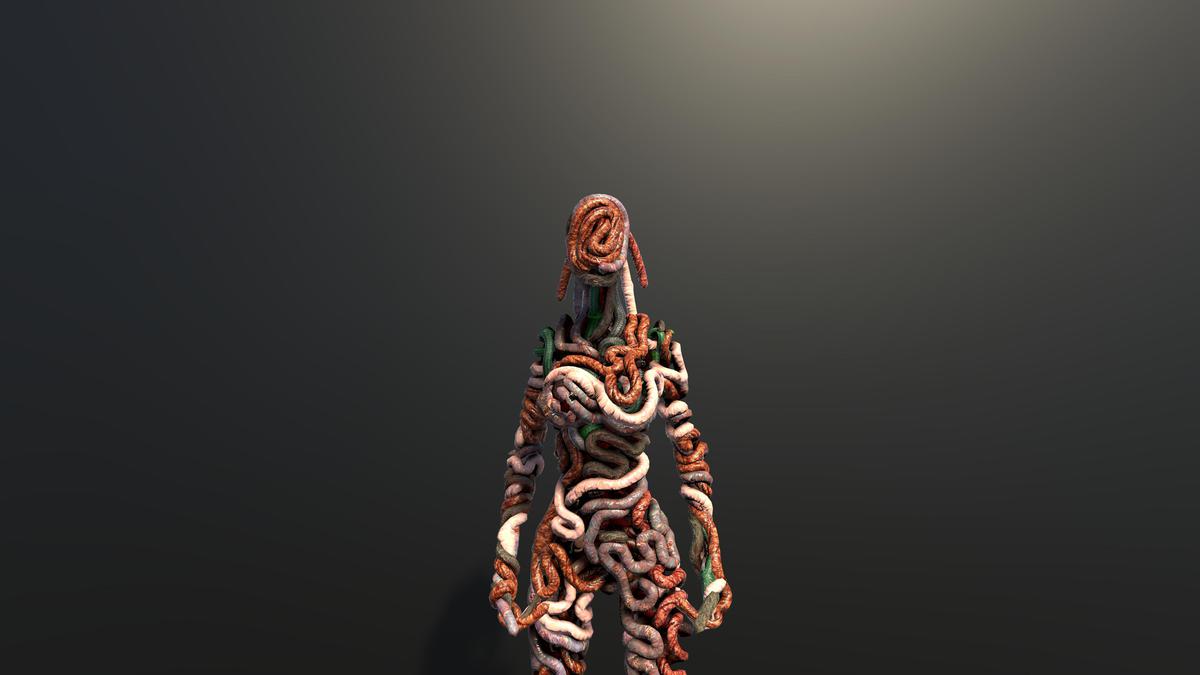 Bio Lines: Gut Woman, a Humanoid Character for horror games