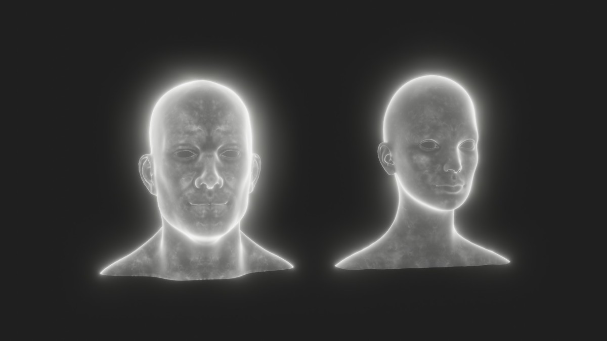 Ghostly Male Female Heads 3D Model Pack - Animated, Blend Shapes