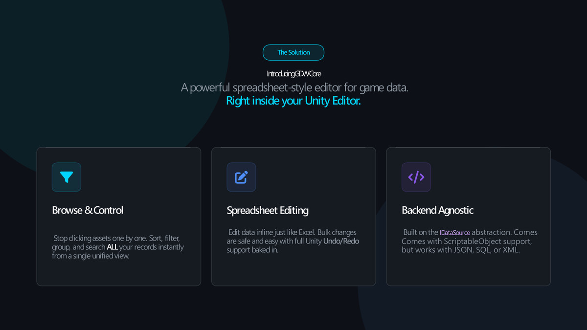 Game Data Workbench Core – Table-Based Data Editor for Unity