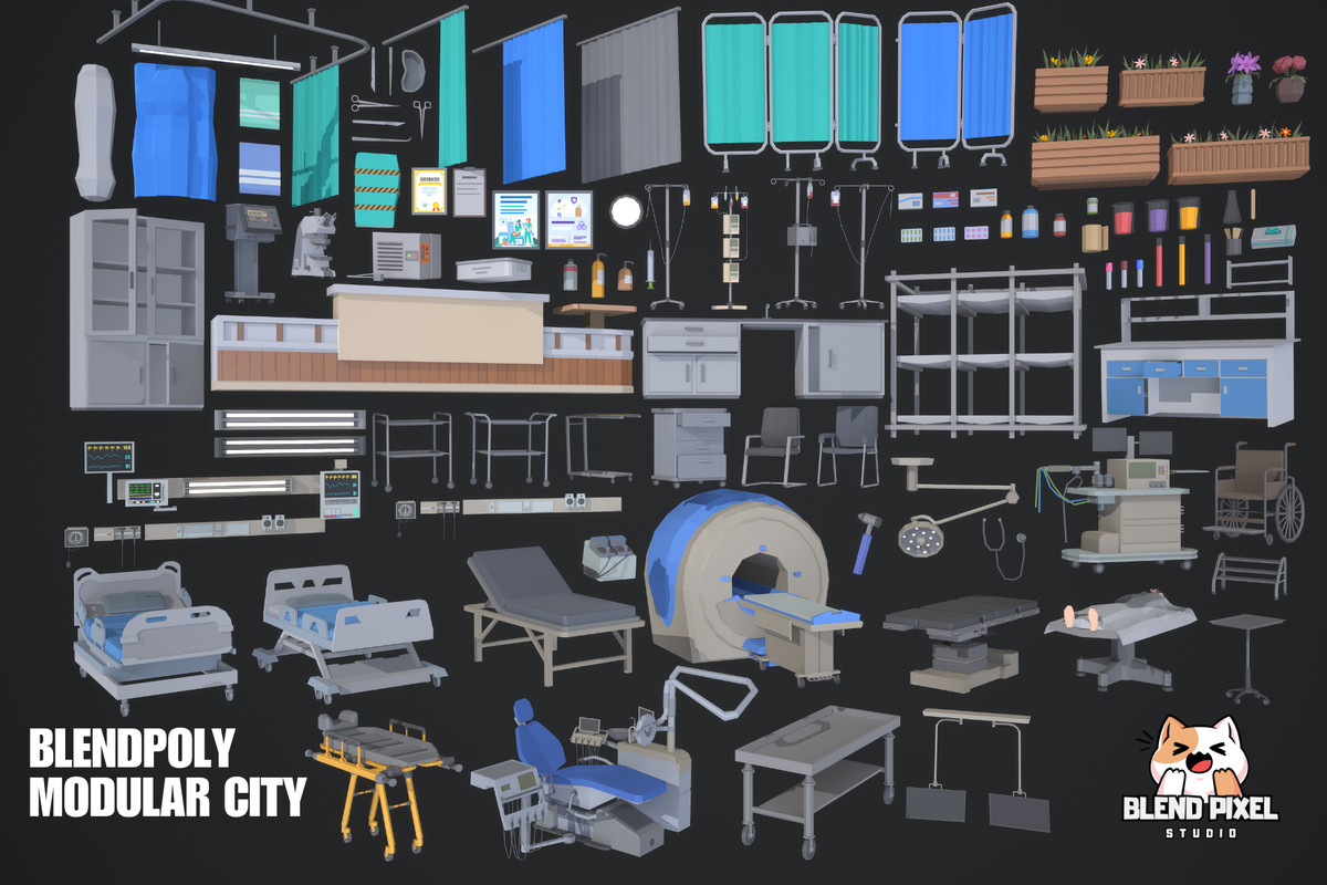 BlendPoly Modular City - Low Poly Assets