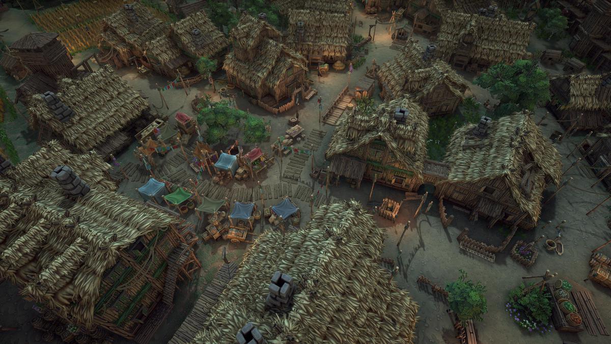 Stylized fantasy pagan village