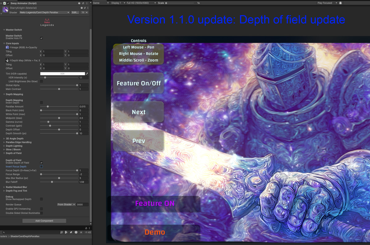 Card Depth Parallax Shader (URP)