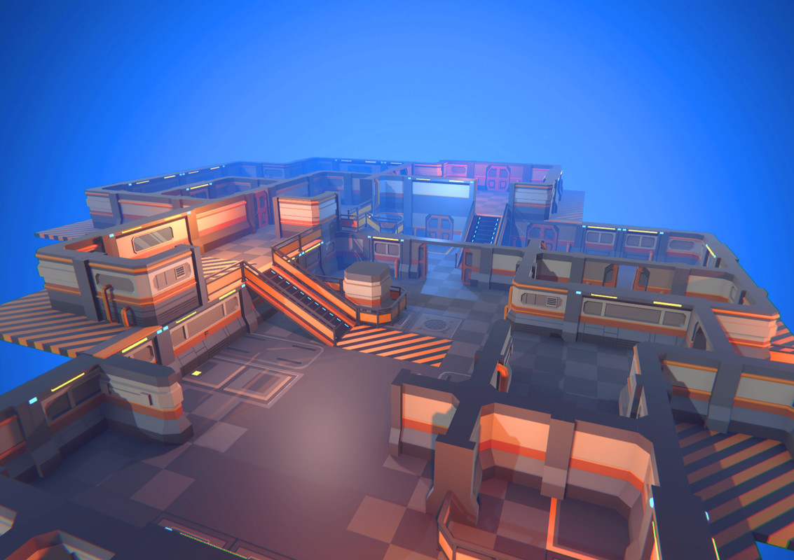 Low Poly Sci-Fi Modular Kit - Space Station Walls, Floors & Doors (URP)