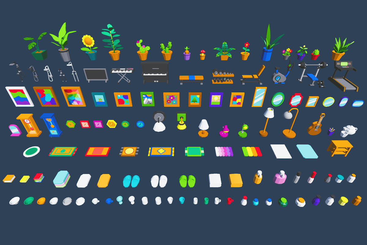 Cute Low Poly Furniture Pack - Colorful Interior Props