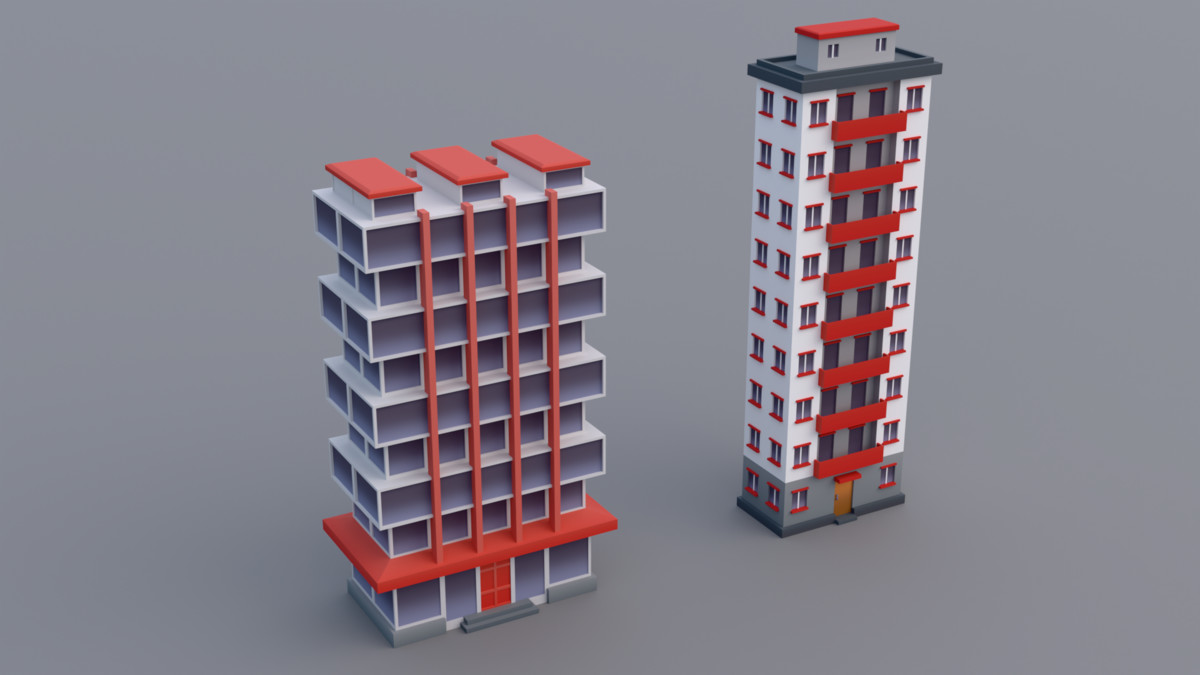 30 Low-Poly Urban Buildings Collection