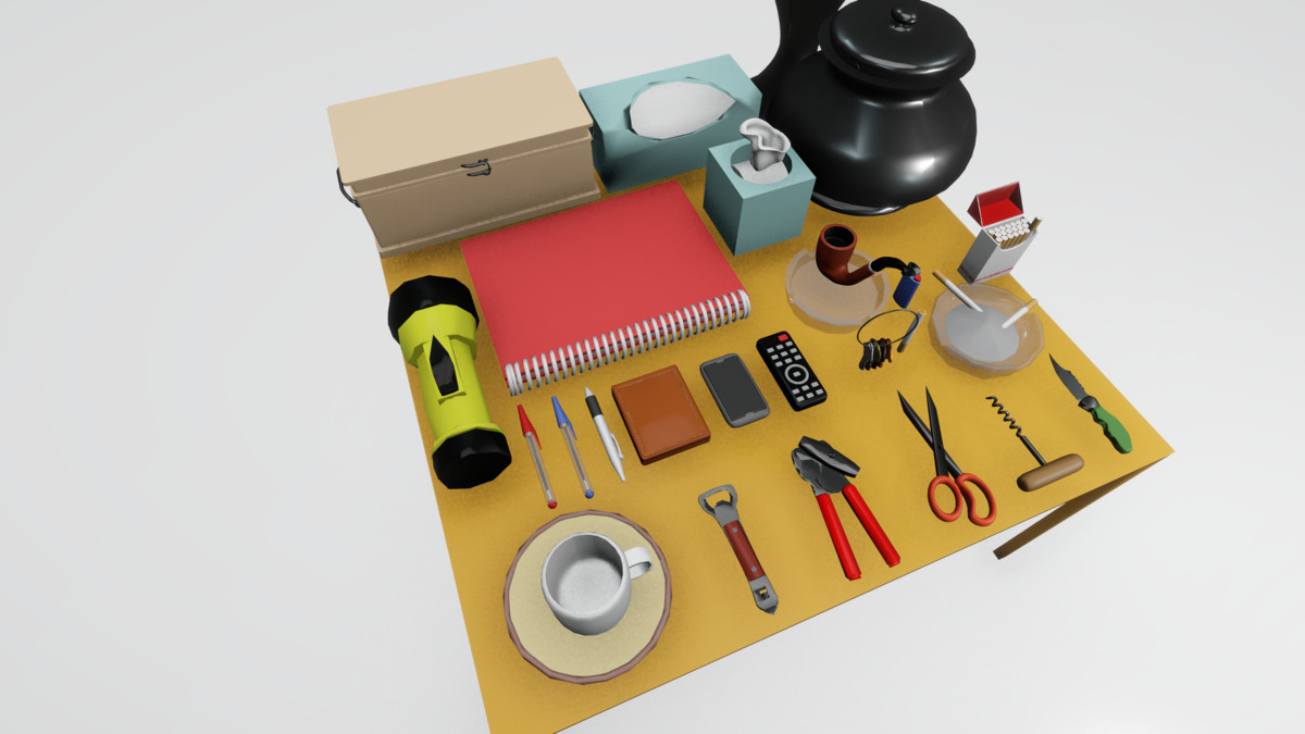 Smiley's Low Poly Tabletop Items