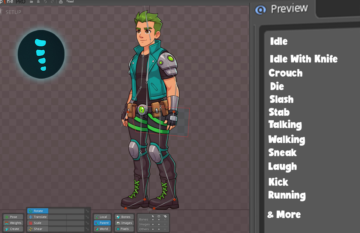 Axel 2D Animated Spine Character (Human Series)