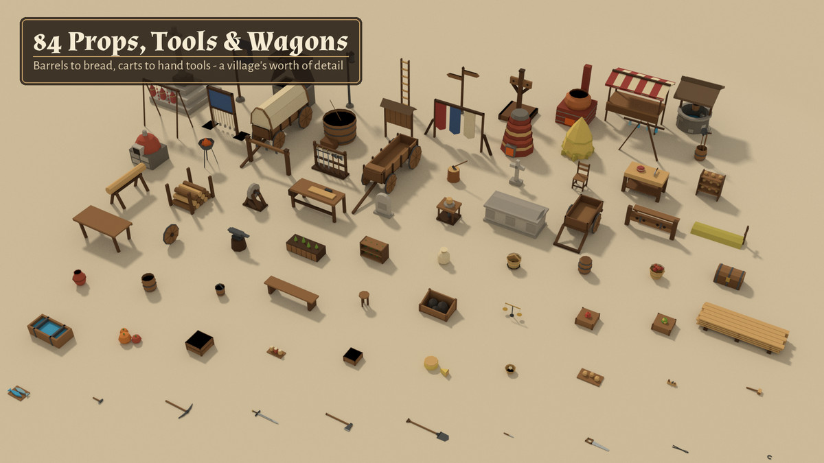 Low Poly Medieval Village - Modular Kit