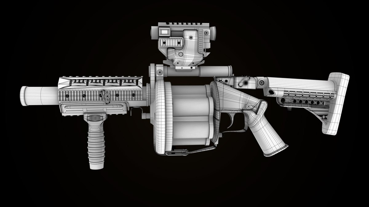 6 Grenade Launcher Black URP HDRP Textures