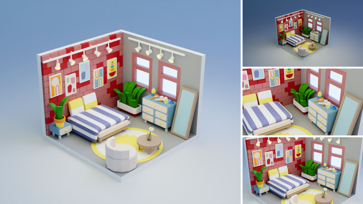 Low Poly Rooms Interiors 3 - Stylized Asset Pack