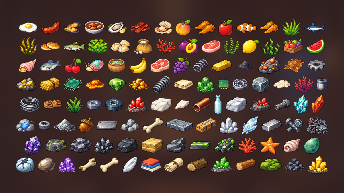 Ultimate Pixel Game Icons Pack for RPG, Survival, Crafting and Action Games