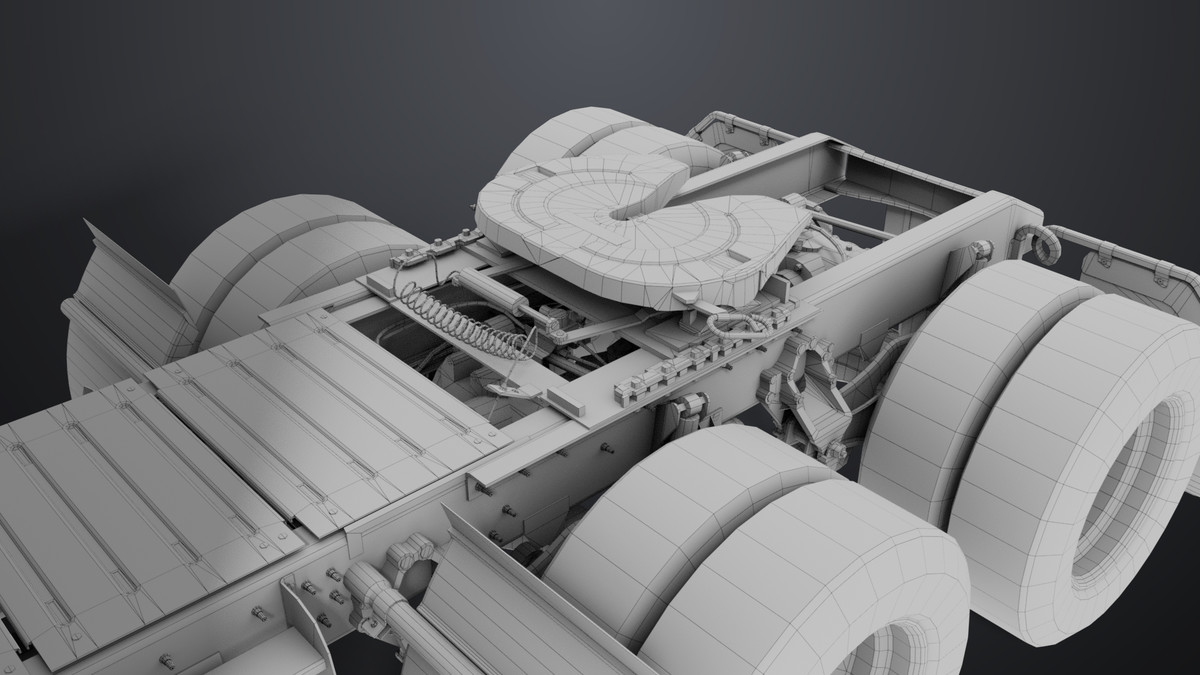 Heavy Truck Chassis 05 White Interior URP HDRP Textures