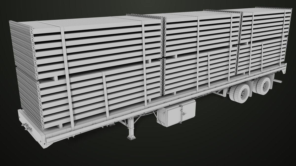 Flatbed Trailer with 7 Loads Single Mat URP HDRP Textures