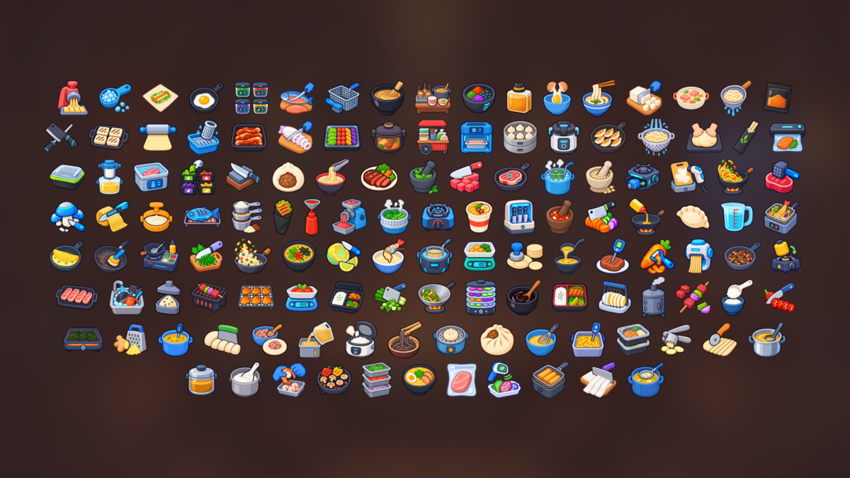 Futuristic Kitchen Food Processing Cooking Technology Icons Pack