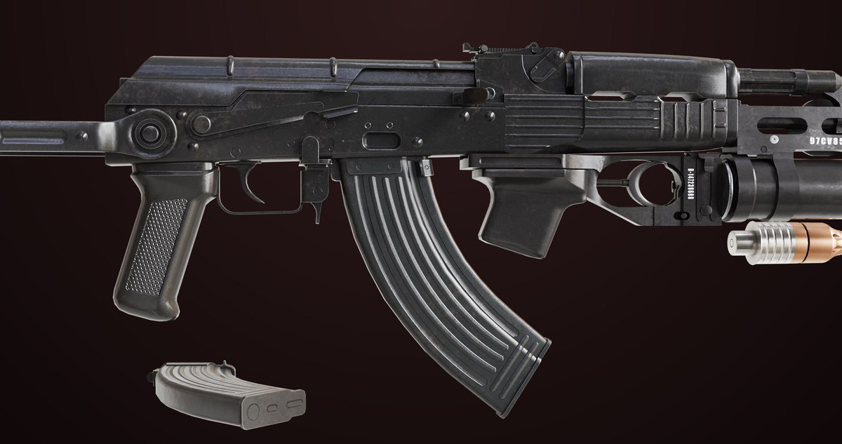 AKMS Light Machine Gun 10 Metal URP HDRP Textures