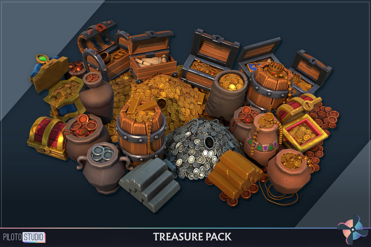 Stylized Treasures Megapack - Chests, Crystals, Gold, Silver, Copper