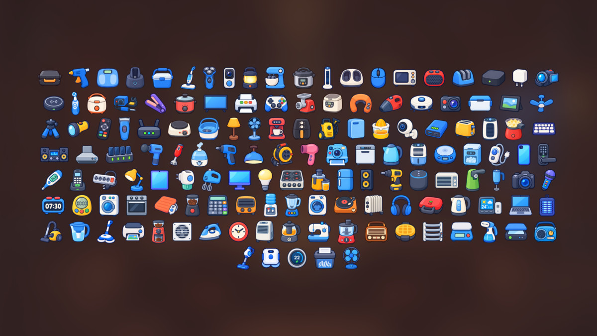 Household Appliances Smart Home Electronics Kitchen Icons Pack