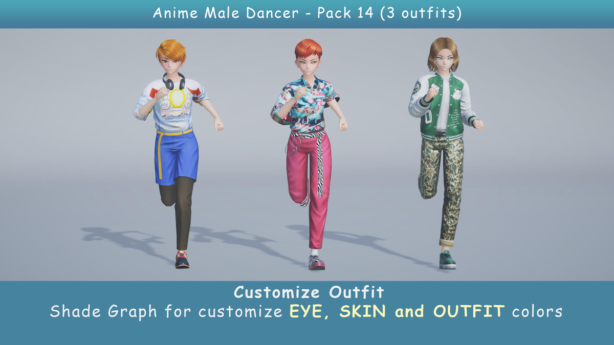 Anime Male Dancer - Pack 14 (3 outfits)
