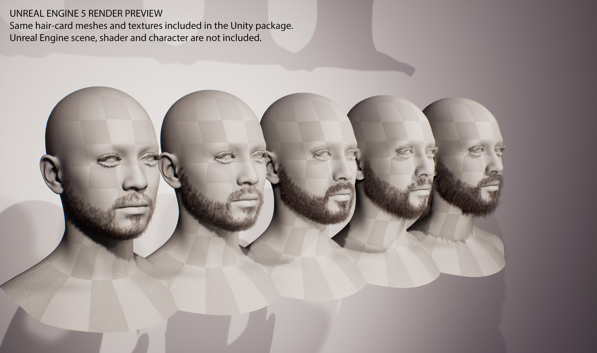 Short to Medium Boxed Beard Growth Pack Vol. 1 - 5 Real-Time Facial Hair Styles