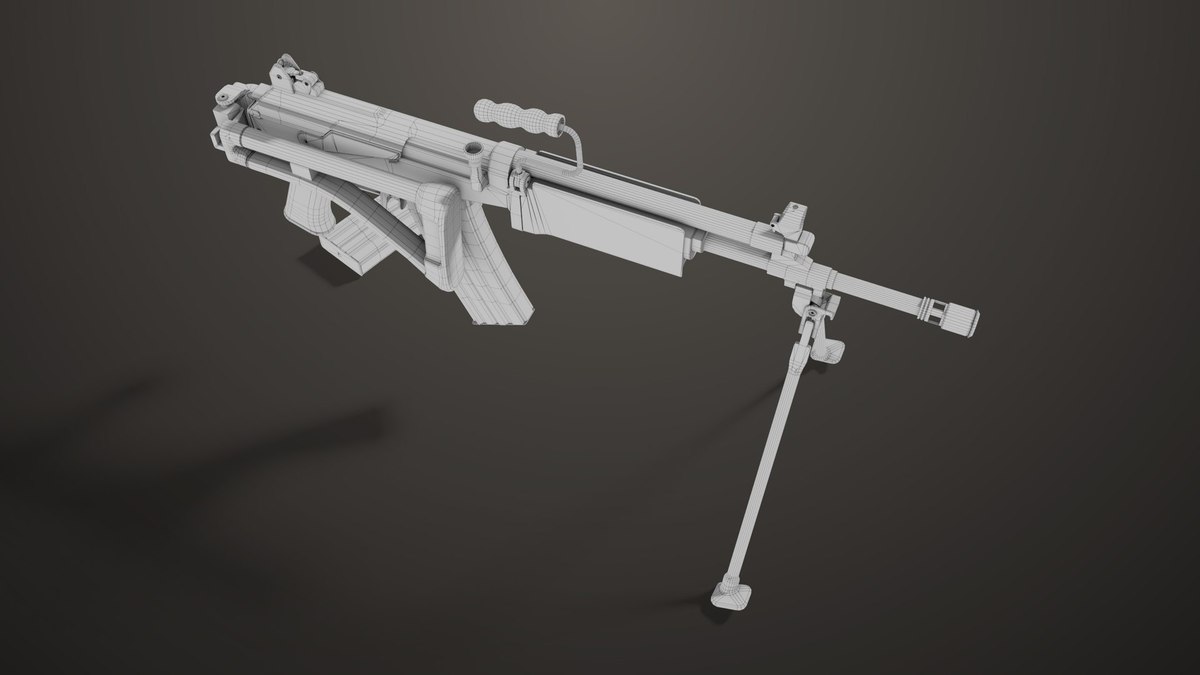 Machine Gun 13 Wood Handle URP HDRP Textures