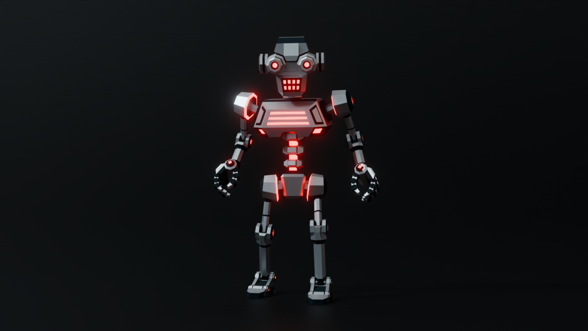 Sci-Fi Robot X-26.1 low-poly stylized