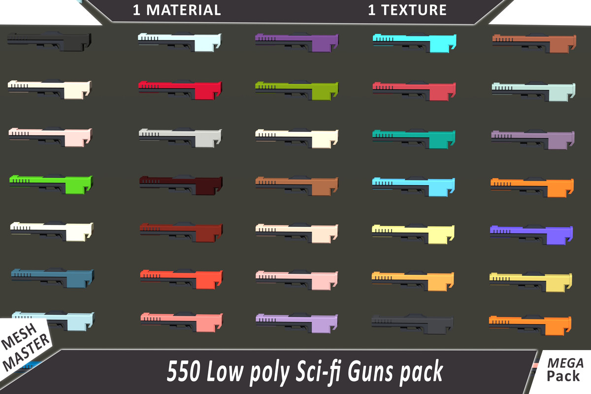 550 Low Poly Sci-Fi Guns – Ultimate Weapon Pack