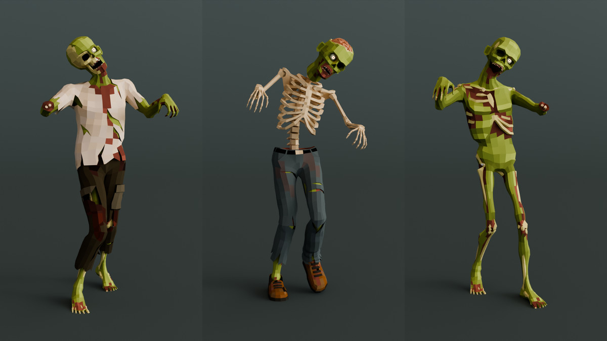 Zombie Man Modular Pack Low-Poly Stylized