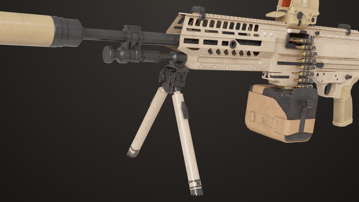 Machine Gun 14 Brown URP HDRP Textures